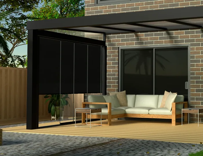 Antraciet veranda met zipscreen